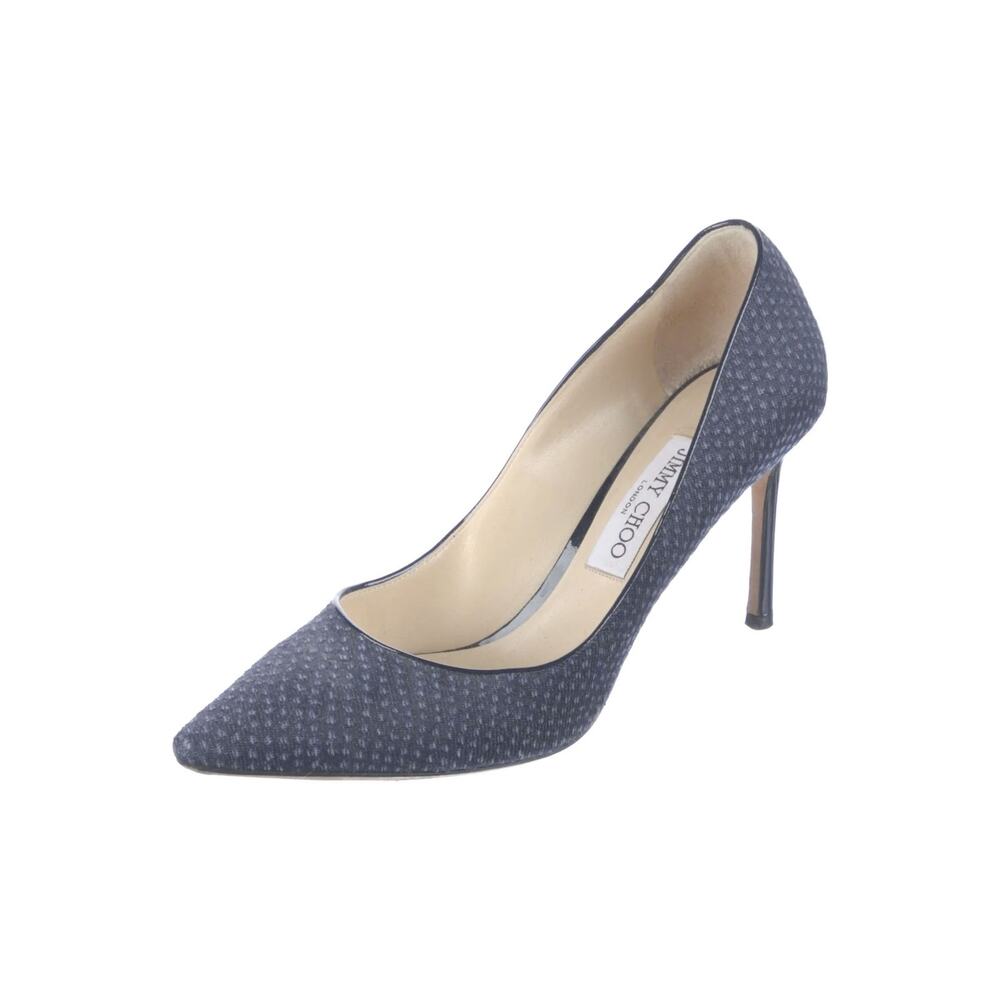 Jimmy Choo Romy Blue Printed Pointed Toe Heels Pumps Size 38.5